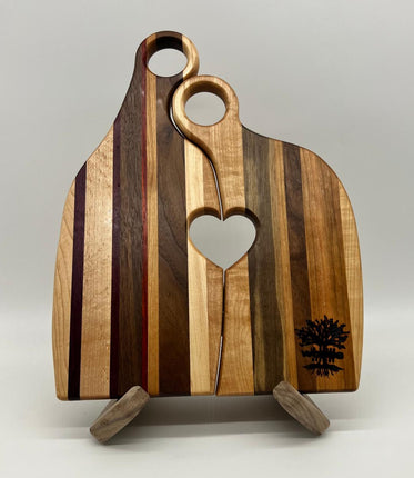Nested heart serving board set