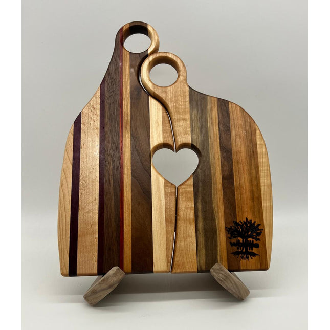 Nested heart serving board set